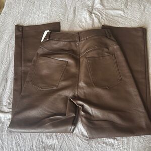 Brown Faux Leather Pants